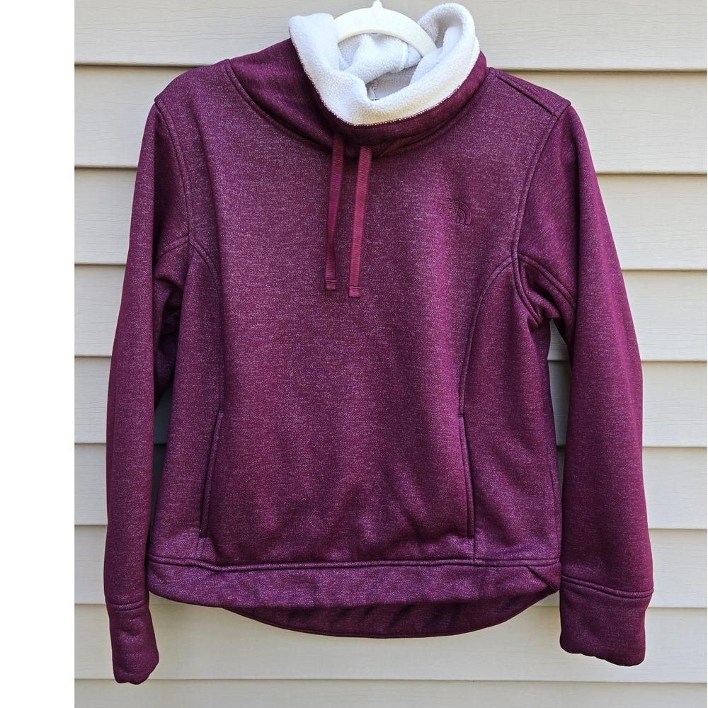 The North Face Womens Sherpa Lined Funnel Neck Pullover Sweatshirt Burgundy M